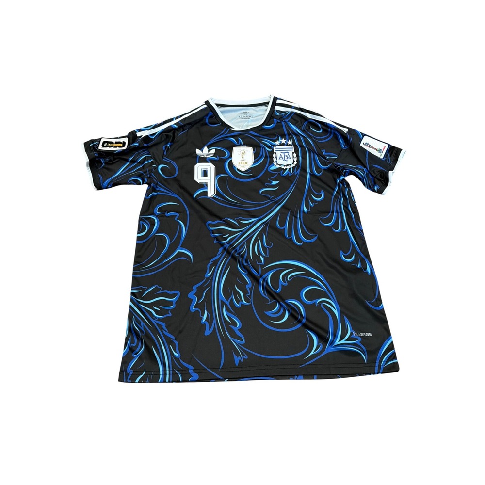 Adidas Argentina Julian Alvarez 9 Soccer Jersey Black Blue Filigree XL 2022